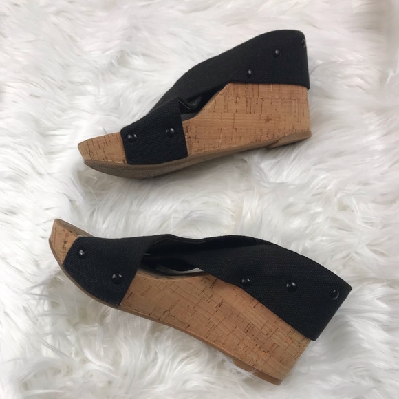 Lucky Brand Shoes - Lucky Brand Black Sandals MILLER Comfortable Cork Platform Wedge Heels 5.5